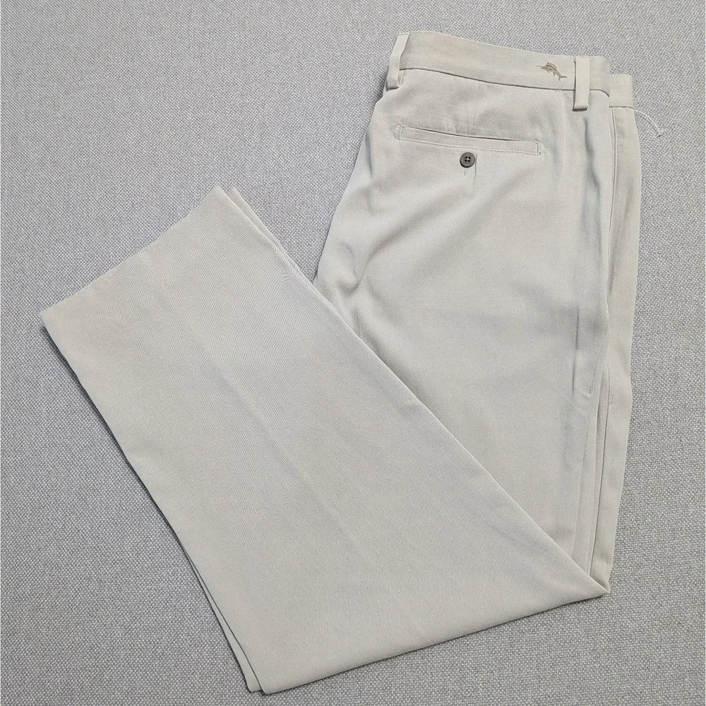 Tommy Bahama Men's Khaki Pants 36x30 Silk Flat Front Chinos Summer Vacation